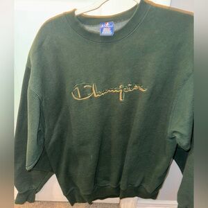Champion Forest Green Sweatshirt with Embroidered Logo